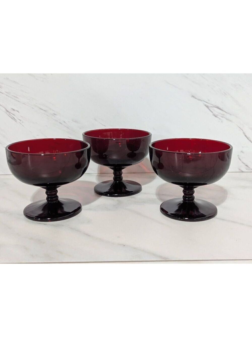Vintage Royal Ruby Anchor Hocking Sherbet Glasses 3-Pieces